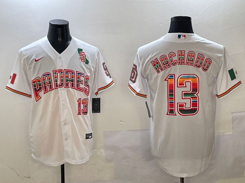 Men San Diego Padres #13 Machado White Fashion 2025 Nike MLB Jersey style 6->san diego padres->MLB Jersey